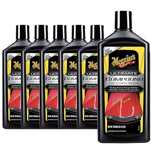 Meguiar's Ultimate Compound 15.2 oz 6 Pack Rubbing Compound Car Scratch Remover Paint Correction Compound Removes Scratches and Swirls, Clear Coat Safe for Single Stage Paint Detailing - size: 15.2 oz