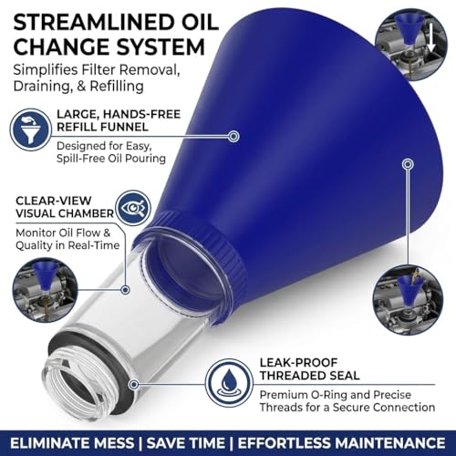 Moker Oil Filter Wrench, Drain Hose & Engine Oil Funnel Set for Toyota & Lexus 2.0L - 5.7L Engines, Ideal for Oil Changes