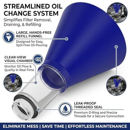 Moker Oil Filter Wrench, Drain Hose & Engine Oil Funnel Set for Toyota & Lexus 2.0L - 5.7L Engines, Ideal for Oil Changes