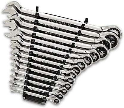 GEARWRENCH 30 Piece 12 Point Ratcheting Combination SAE/Metric (1/4-1 in., 8-24 mm) Wrench Set with Wrench Racks - 86702 - size: 30 Piece
