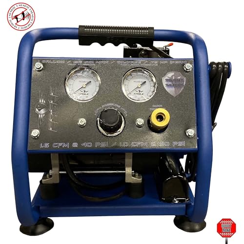 Eagle EA-2000 Silent Series 2000 Portable Air Compressor 125 PSI, MAX PSI, 115 V, Hot Dog with Panel, Blue, 1 Gallon - size: 1 Gallon/EA-2000, style: Hot Dog