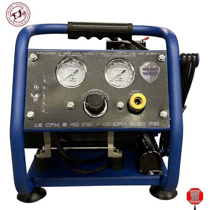 Eagle EA-2000 Silent Series 2000 Portable Air Compressor 125 PSI, MAX PSI, 115 V, Hot Dog with Panel, Blue, 1 Gallon - size: 1 Gallon/EA-2000, style: Hot Dog