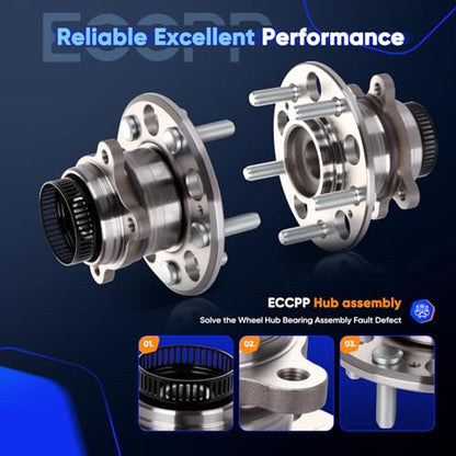 ECCPP 2-Piece 512340 Wheel Hub Bearing for Hyundai for Elantra 2007-2012 | 5 lugs w/ABS Sensor Pre-Greased Sealed - size: 512340*2