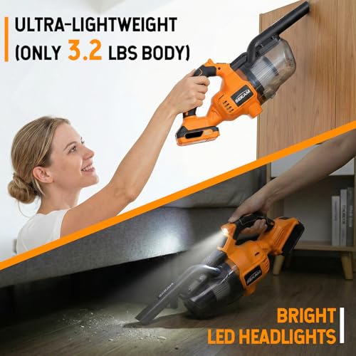 SEKAM Cordless Vacuum Cleaner for DeWalt 20V Battery, Handheld Vacuum with 400W Motor, 53 CFM Portable Garage Vacuum for Home Pet Hair Car Detailing (Battery Not Included)