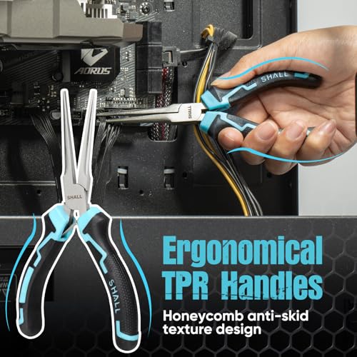 SHALL 6" Mini Needle Nose Pliers, Long Nose Pliers w/Comfort Grip Handles & Non-Serrated Drop Forged Steel Jaws, Small Needle Nose Pliers for Jewelry Making, Wire Wrapping, Crafts, Electronic Repair - size: 1PC 6"