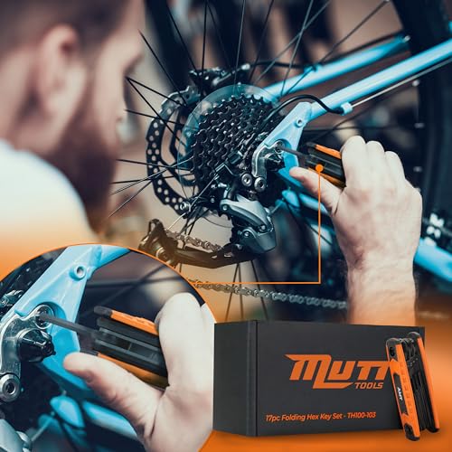 Mutt Tools 25pc Folding Allen Key Set – Compact SAE & Metric Tool for Bikes, DIY, Archery – Color-Coded, Allen Wrenches Sets Stamped with Sizing Info - style: 25pc Folding Hex and Star Key Set