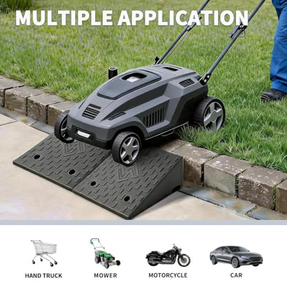 Rubber Curb Ramps for Driveway Sidewalks Shed Entry, 5.9 Inch Rise Height 2 Pack 19.68" L x 19.68" Threshold Ramp for Cars, Motorcycles, Lawn Mowers, 7000lbs Load Capacity - size: 5.9"*19.69"*19.69"