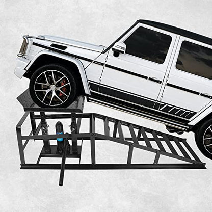2 Pack Hydraulic Car Ramps 5T 10000lbs Low Profile Car Lift Service Ramps Truck Trailer Garage,Height Hydraulic Vehicle Ramps (Black) - color: Black, size: 2 Pack