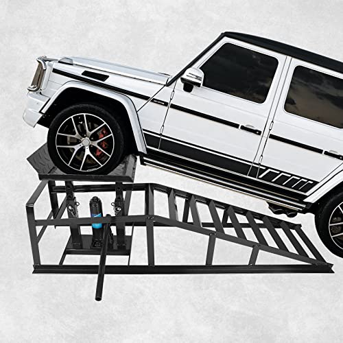 2 Pack Hydraulic Car Ramps 5T 10000lbs Low Profile Car Lift Service Ramps Truck Trailer Garage,Height Hydraulic Vehicle Ramps (Black) - color: Black, size: 2 Pack