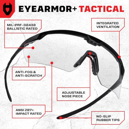 NoCry Tactical Shooting Glasses for Men and Women — Z87+ Ballistic Eyewear | Anti-Fog, Scratch Resistant, Wraparound & Ventilated, UV Protection, Adjustable Temples & Nose Pad, Gun Range Eye Protection