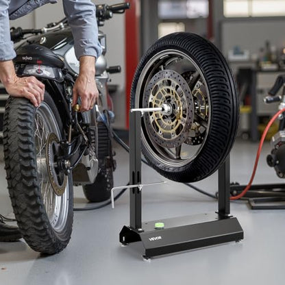 VEVOR Motorcycle Wheel Balancer, Tire Balancer & Truing Stand with Adjustable Centering Cones and Truing Pointer, Balancing Tools for Sport & Dirt Bikes, Hollow Axle Wheels - style: Hollow Axle
