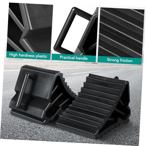 Heavy Duty Wheel Chock Set of 4 Anti-Slip Tire Stabilizers for Trucks and Trailers Sturdy Wheel Blocks for Vehicle Safety