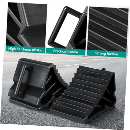 Heavy Duty Wheel Chock Set of 4 Anti-Slip Tire Stabilizers for Trucks and Trailers Sturdy Wheel Blocks for Vehicle Safety
