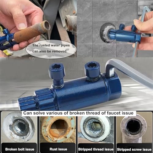 Broken Pipe Thread Extractor Tool, Broken Valve Thread Extractor, Stripped Screw Extractor Set Easy Out Broken Screw Removal Tool for 1/4", 3/8", 1" Pipes - Damaged Screw & Bolt Extractor Kit