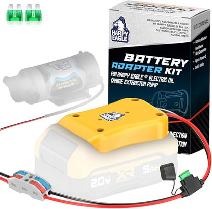 Harpy Eagle Battery Adapter for Yellow 20V MAX Batteries – Compatible Oil Extractor Pump – Includes 30A Fuse, WAGO Connectors & 12AWG Wires – Battery & Pump Not Included - size: Yellow Battery Adapter