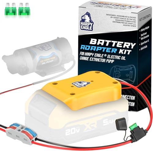 Harpy Eagle Battery Adapter for Yellow 20V MAX Batteries – Compatible Oil Extractor Pump – Includes 30A Fuse, WAGO Connectors & 12AWG Wires – Battery & Pump Not Included - size: Yellow Battery Adapter