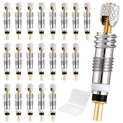 21Pcs Professional Brass Presta Valve Core & Stem - Leak-Proof Valve cores and Remover Tool Universal for Tubeless Road/MTB Bike Tires (Upgrade)