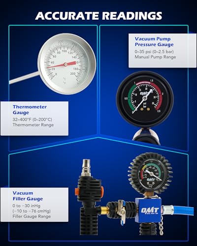 OMT 31pc Coolant Pressure Tester Kit with 23 Radiator Adapters | Master Coolant Vacuum Refill Kit, Radiator Cooling System Pressure Tester Kit with Vacuum Pump Vacuum Purge & Refill Tool - color: Black