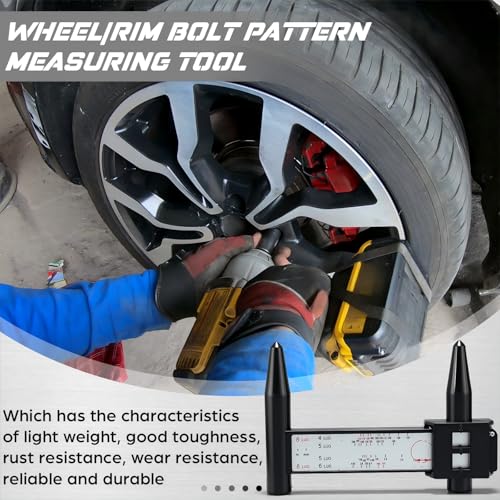 Kingdder 2 Pcs Wheel Stud Rim Bolt Pattern Measuring Tool PCD Ruler Wheel PCD Gauge Lug Bolt Pattern Gauge for 4 5 6 8 Holes Sliding Caliper
