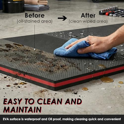 Mechanic Mat, 1.2" Extra Thick Foldable Kneeling Pad with Handle and Storage Belt, 46 x 15.8 inch Waterproof Non Slip EVA Cushion Mat for Garage Workshop Repairing Gardening