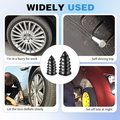 100 Pcs Tire Repair Rubber Nail Kit, 2 Sizes Vacuum Tire Plugs Kits Rubber Repair Screws for Cars Trucks Motorcycles, Emergency Flat Self Service for ATV SUV (50)