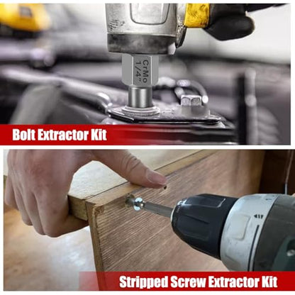 20PCS Bolt Extractor Set, Easy Out Screw Extractor Kit, 3/8" Drive Impact Stripped Bolt Remover Extractor Socket Set Tool for Removing Stripped, Broken Rusted Bolts Screws - size: 20pcs