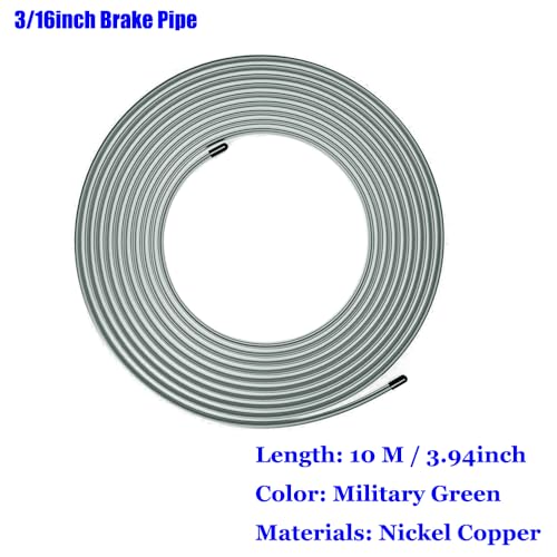 32.8Ft 3/16" Copper Coated Brake Line Kit With 28Pcs Fittings and 6 Threads Unions Flaring Tool Kit for Double & Single Flares