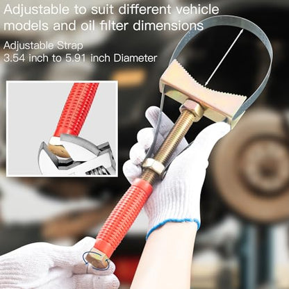 Heavy Duty Oil Filter Wrench | Adjustable Strap, Removal Tool