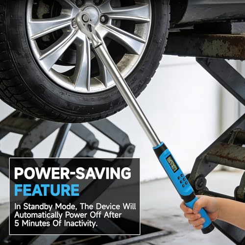 DISEN 1/2 inch Digital Torque Wrench (17-340 N.m / 12.5-250.8 Ft.lb), ±2% Accuracy, 4 Modes with Adjustable Limits, Blue/Red Alarm & Buzzer, 5 Units, for Automotive Motorcycle Bicycle Repair - size: 1/2 inch