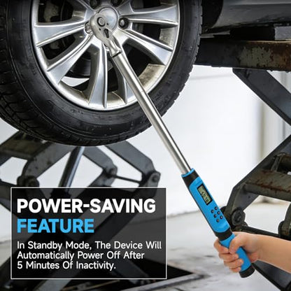 DISEN 1/2 inch Digital Torque Wrench (17-340 N.m / 12.5-250.8 Ft.lb), ±2% Accuracy, 4 Modes with Adjustable Limits, Blue/Red Alarm & Buzzer, 5 Units, for Automotive Motorcycle Bicycle Repair - size: 1/2 inch
