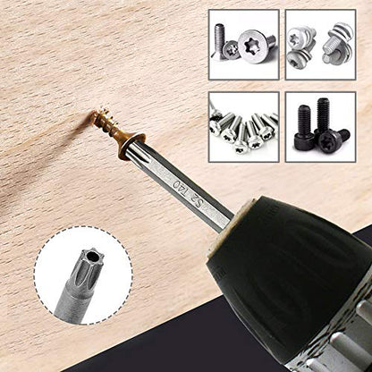 Mesee 8Pcs Magnetic Torx Head Screwdriver Bits with 1/4 Inch Shank, T8-T40 S2 Steel Star Torx Screwdriver Bit Set for Woodworking Home Repairing Tool Accessory - 100mm Length - size: 100mm