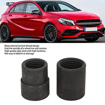 2 Piece Emergency Wheel Lug Nut Removal Set 19 26mm 2 Inch Drive Lug Nut Extractor Tool Kit with Reverse Thread Design for Hand and Tools Fit for Car Truck SUV Wheel Lock Removal