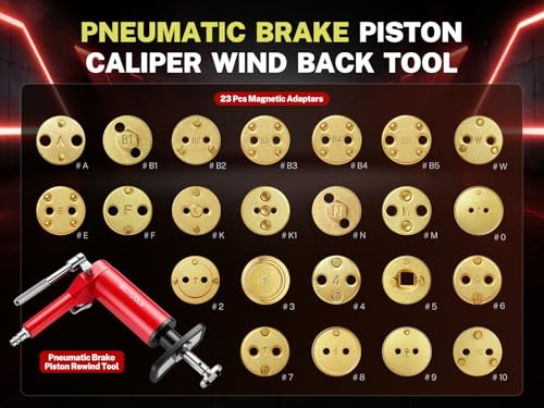 BILITOOLS Pneumatic Brake Caliper Compression Tool, Heavy Duty Brake Tools | 24-Piece Air Compressored Brake Caliper Piston Compressor Wind Back Rewind Tool - color: Black, style: Air Operation