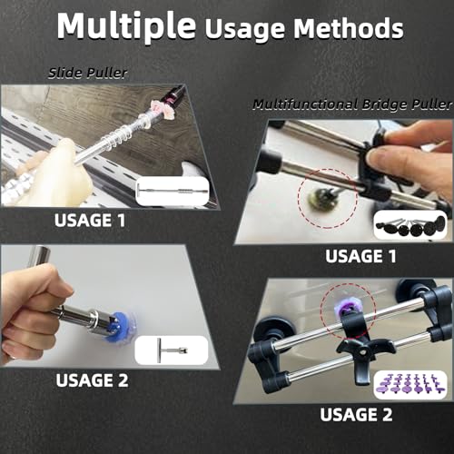 Car Dent Puller Kits,101 pcs Paintless Dent Removal Tools,Auto Body Dent Repair Tool Kit,with M16 Slide Puller,Bridge Puller,Dent Lifter,Rubber Hammer,Glue Gun,Knock Down Pen and More.