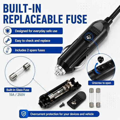 13FT N506585 Replacement Inflator Cord, 12V DC Car Power Supply Cable Compatible with DeWalt DCC020IB 20V MAX Tire Inflator Air Compressor