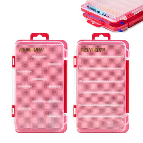 Geinxurn Small Flat Storage Parts Organizer, 2Pcs Red Portable Transparent Plastic Small Parts Tool Box with Removable Dividers, Screwdriver Bit Cases Storage(2 Pieces) - style: Flat-2pcs