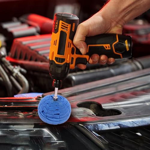3" Polishing Ball for Drill, Detailing Adapter Round Buffing Cone Finishing Pad Waxing Car Power Ball Wheel Polisher with Attachment Hub Date Sponge Buffer Automotive Care Accessories Motorcycle
