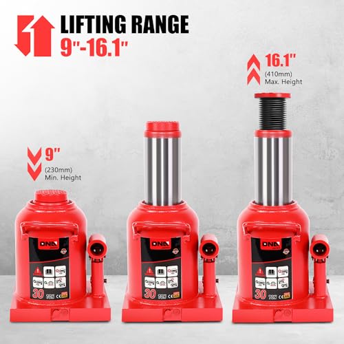 DNA Motoring 30 tons / 60000 lbs Lifting Automotive Welded Hydraulic Bottle Jack for Repair Vehicle, Pickup, Truck, w/Manual Handle, Red,TOOLS-00364 - color: red, style: 30ton