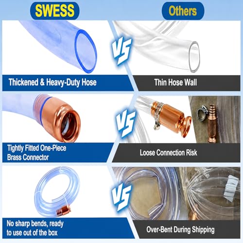 3/4" Gas Siphon Hose, Shaker Siphon for Gasoline/Fuel/Water Transfer, Safety Self Priming Hose 6ft - size: 1 Pack