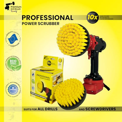 Premium Drill Brush Professional – Medium-Soft 5 in Yellow | Scratch-Free Cleaning Brush for Tile, Grout, Bathtub, Shower, Fibreglass and Ceramic Surfaces - color: Yellow