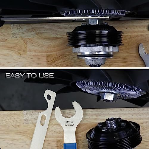 ReluxGo 32mm 36mm Fan Clutch Wrench Removal Tool Set, 2 Pieces Water Pump Pulley Holder Removal Tool for BMW, Ford, GM, Chevrolet, Jeep, Nut Water Hub Removal, Fan Clutch Removal Tool