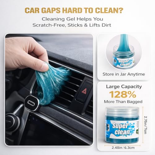 8PCS Car Detailing Kit Boars Hair Brush 160g Reusable Gel Auto Home Use | Scratch-free soft microfiber cloths, big capacity gel, complete car care set, ideal gift for all car lovers