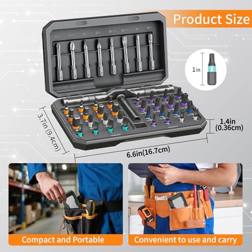 42 in 1 Magnetic Ratchet Screwdriver Set, Multi Bit DIY Magnetic Screwdriver Set with Detachable Ratchet Handle, Portable Precision Repair Tool Kit for Furniture, Electronics, Bicycle New Tools 2026 - size: 42 in 1 Screwdriver Set