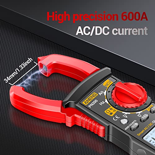ANENG Digital Clamp Meter,Multimeter Tester,600A AC/DC Current,Voltage,NCV | 4000 Count Amp Voltmeter Measure AC/DC Voltage,Capacitance,Resistance,Diodes,Continuity,Frequency,Backlight Electrical Tools - style: 4000 Counts AC/DC Current