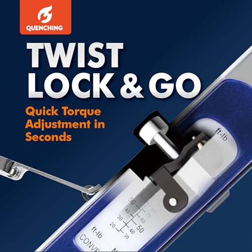 QUENCHING Torque Wrench 1/2 Inch Drive, Split Beam Design with ±4% Accuracy, Dual Scale ft-lb & Nm, 15° Flex Head, CR-V Steel, Pre-Calibrated, with Storage Case - size: 1/2"DR. 40-250 FT-LB