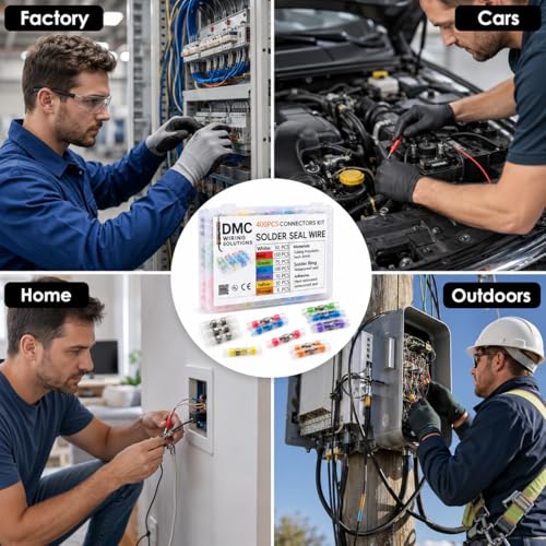 Solder Seal Wire Connectors Kit, 400 PCS Waterproof Heat Shrink Butt Connectors for Automotive, Marine, and DIY Electrical Wiring