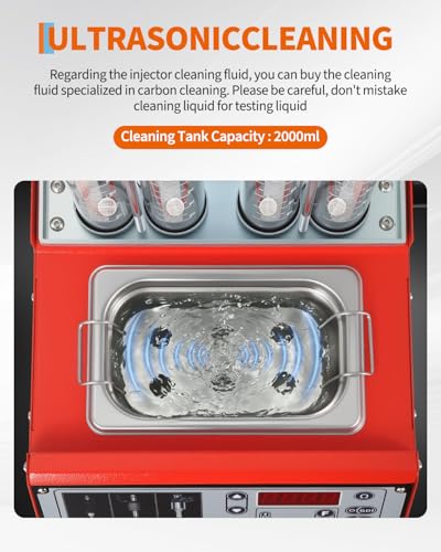 Garvee Fuel Injector Cleaner Tester 4-Cylinder, 14 Test Modes 12V, Ultrasonic for GDI/Piezo/Motorcycle Injectors, 0-10 bar, 0.1-25ms, Resistance, Leakage, Auto, On-Vehicle Cleaning, Digital Display - size: 4-Cylinder Model， 3-in-1