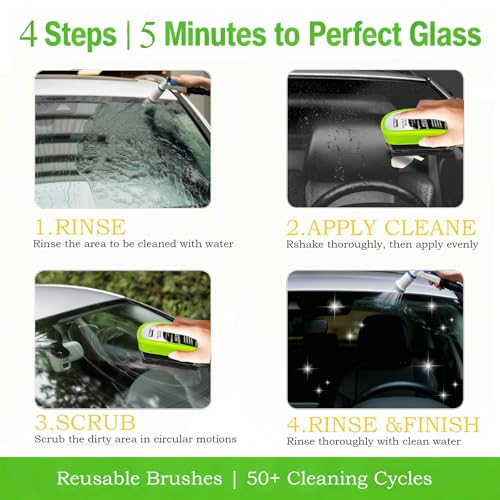 3PCS Clear Vision Windshield Cleaner, Automotive Oil Film Cleaning Brush for Car Windows, Windshield Oil Film Remover for Car,Truck,RV Windows and All Glass Surfaces - color: 3packs