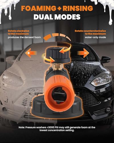 maXpeedingrods Foam Cannon for Pressure Washer, 1300ML Wide Mouth Quick Release Car Wash Foam Gun with Adjustable Soap Cannon & Thick Snow Foam, 1/4'' Quick Connector, with 2 Orifice Nozzle (White)