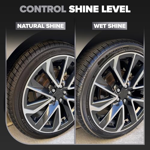 Carfidant Tire Shine Spray - Black Satin Finish - Premium Car Tire Dressing - 18 fl. Oz. Kit with Applicator Pad - Long Lasting - No Sling No Grease Formula with UV Protection - size: Tire Shine - 18 fl oz